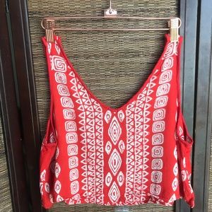 Angie Tribal Boho Red Crop Top Tank